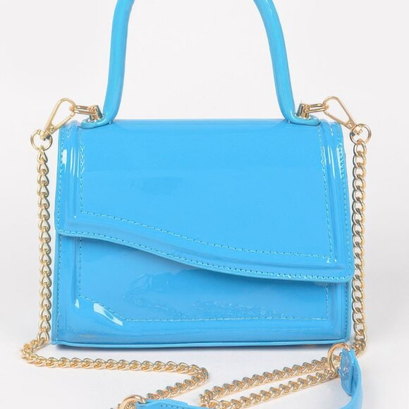 Enamel Faux Leather Top Handle Bag - Picture 6 of 6